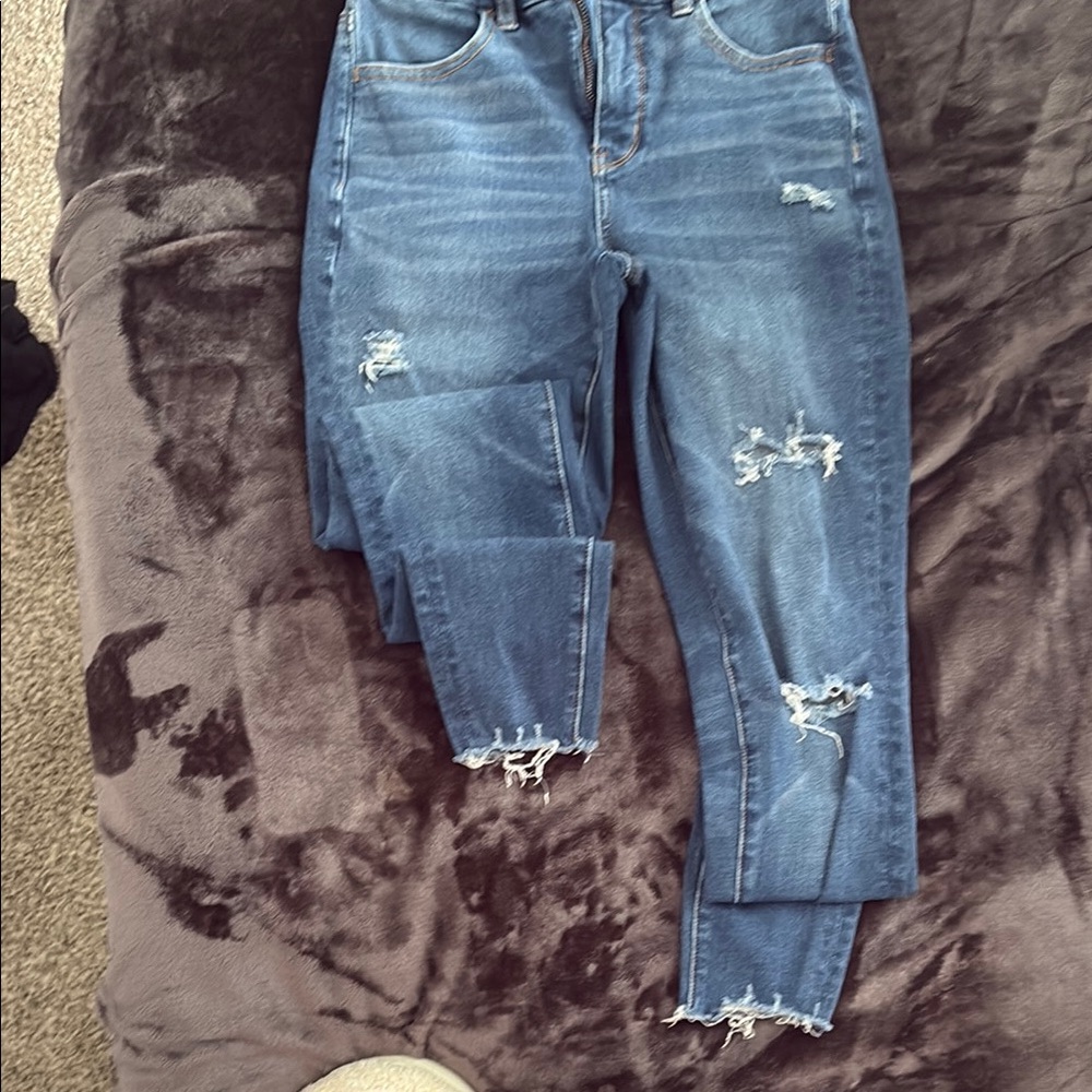 American Eagle Outfitters Ripped Blue Skinny Jeans